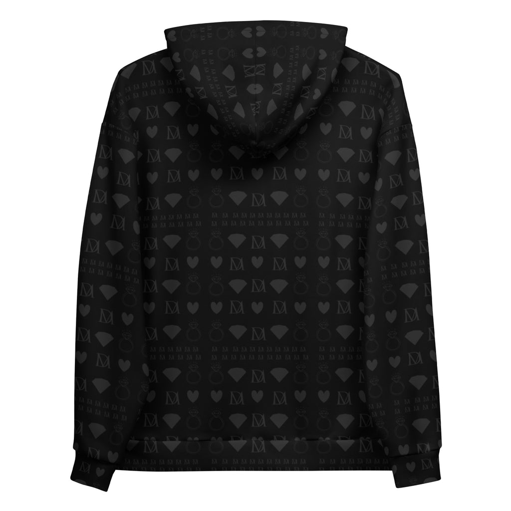 Daemon Frosted Diamonds platinum hoodie featuring all-over printed recycled fabric with a white back design.