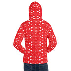 Unisex white hoodie with all-over print of frosted diamonds Stardust design by Daemon, featuring a hood and casual fit.