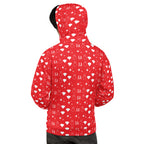 Daemon Frosted Diamonds Stardust unisex hoodie with all-over white recycled print and hood, featuring a vibrant diamond pattern.