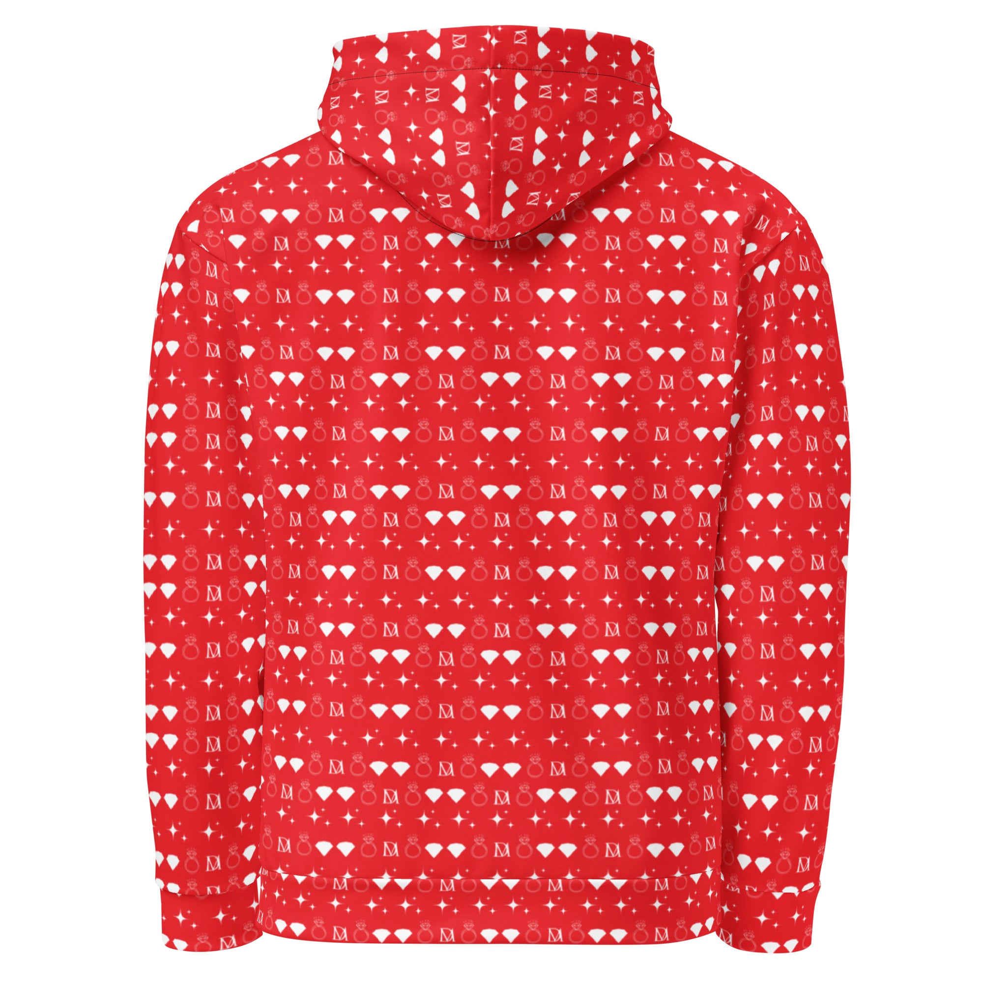 Daemon Frosted Diamonds VENUS unisex hoodie with all-over white recycled print and hood, casual and stylish.