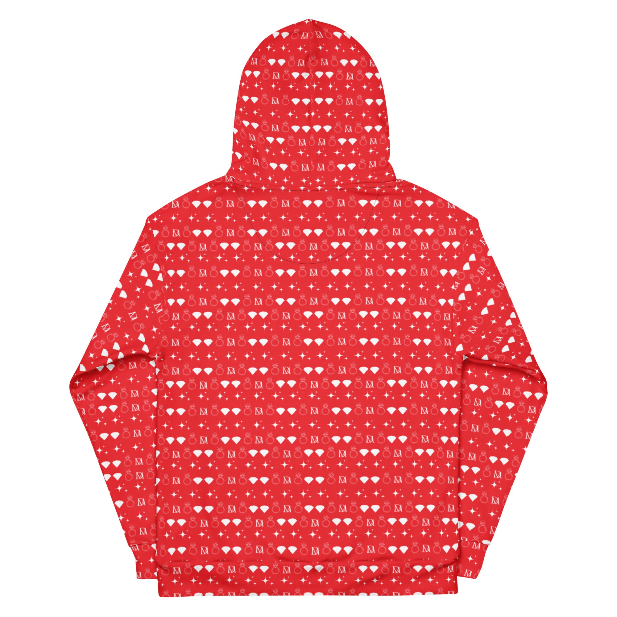 Daemon Frosted Diamonds VENUS unisex hoodie with all-over white recycled print and hood, featuring diamond patterns and a casual fit.