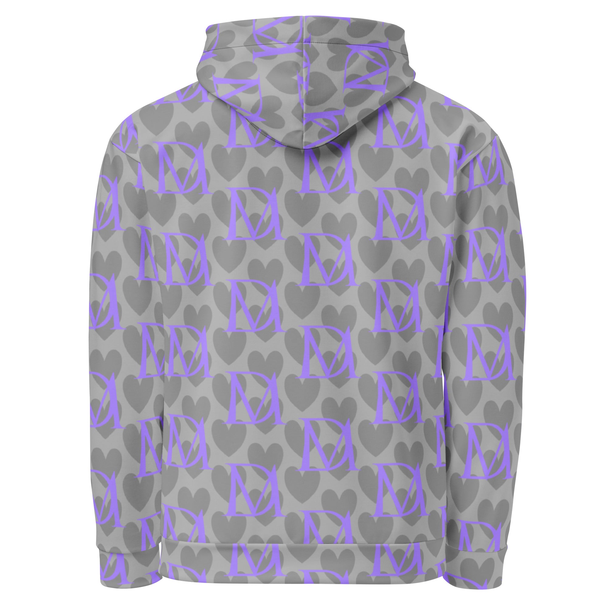 Unisex recycled hoodie with all-over cloudy grey 5 Star System print by Daemon Luxury, featuring a hood and casual style.