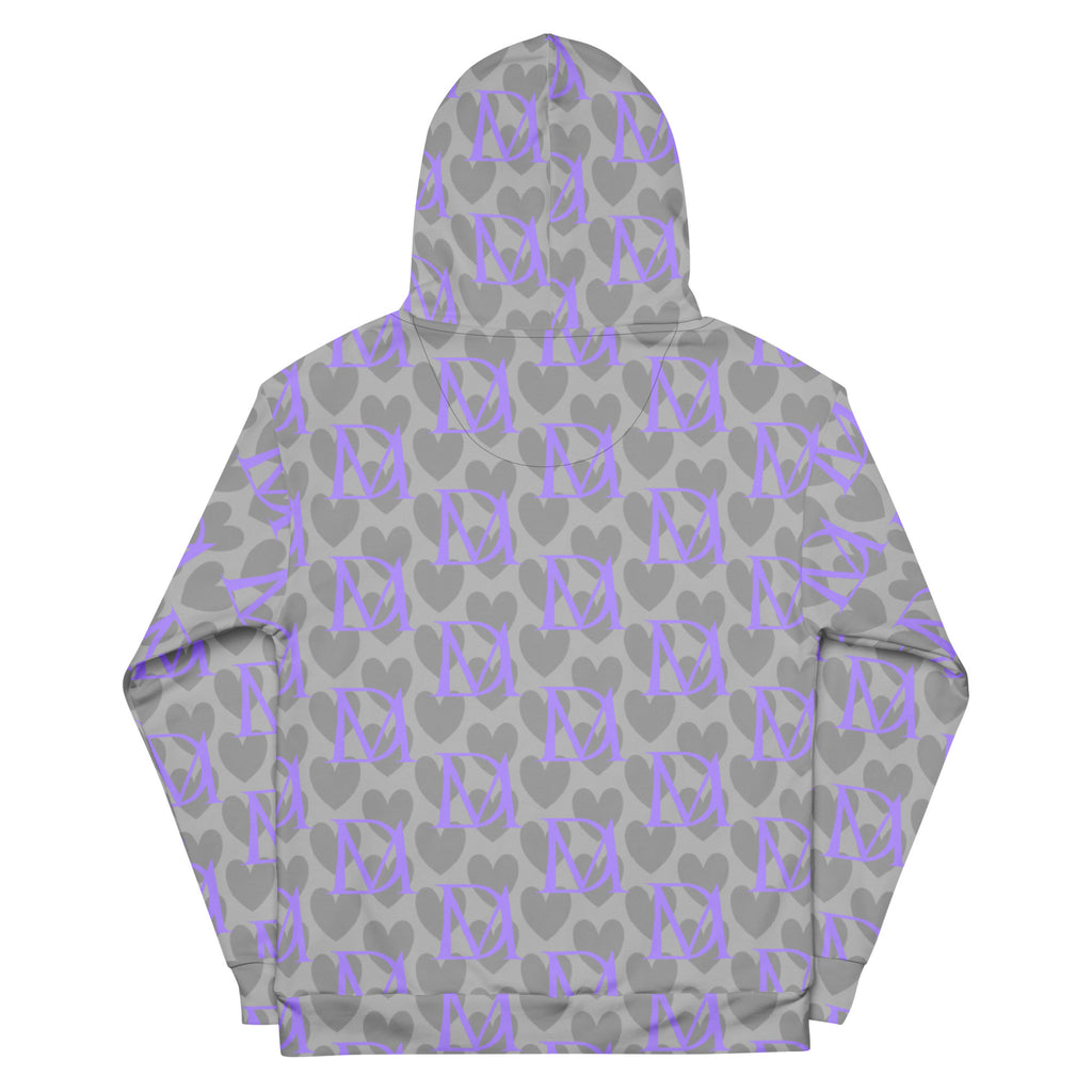Unisex recycled hoodie with all-over cloudy grey 5 Star System print, featuring a hood and casual fit by Daemon Luxury.