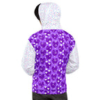 Recycled white unisex hoodie with all-over frosted diamond Picasso mirror print by Daemon Luxury.