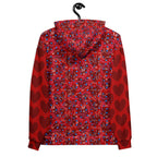 Recycled white unisex hoodie with all-over Picasso Mirrors Trail Bloods print by Daemon Luxury, featuring a hood and casual fit.
