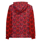 Daemon Luxury Picasso Mirrors Trail Bloods unisex hoodie with all-over white print, featuring recycled fabric and hooded design.