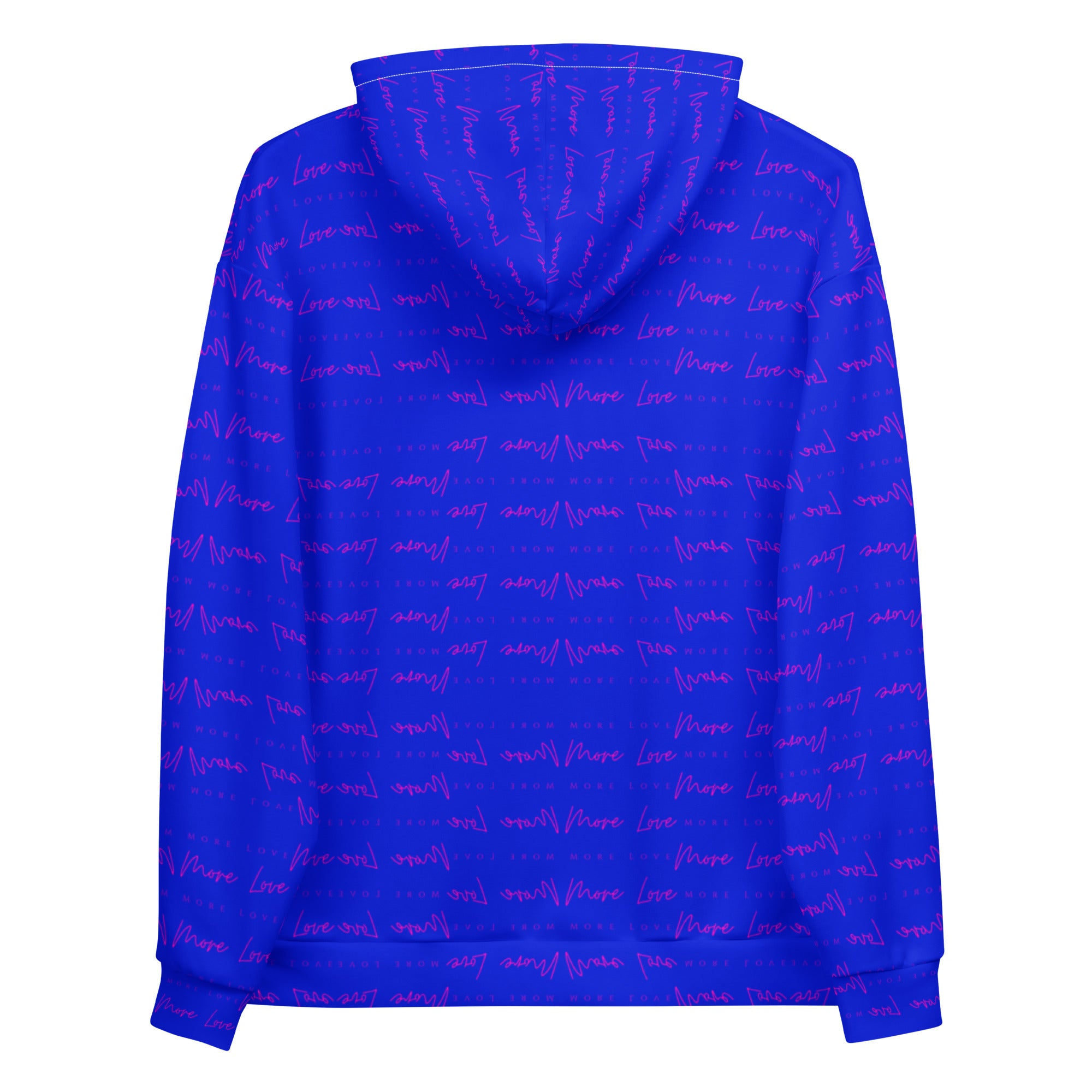 Daemon Luxury ELECTRICA Picasso Mirrors unisex hoodie with all-over recycled print, white background and hooded design.