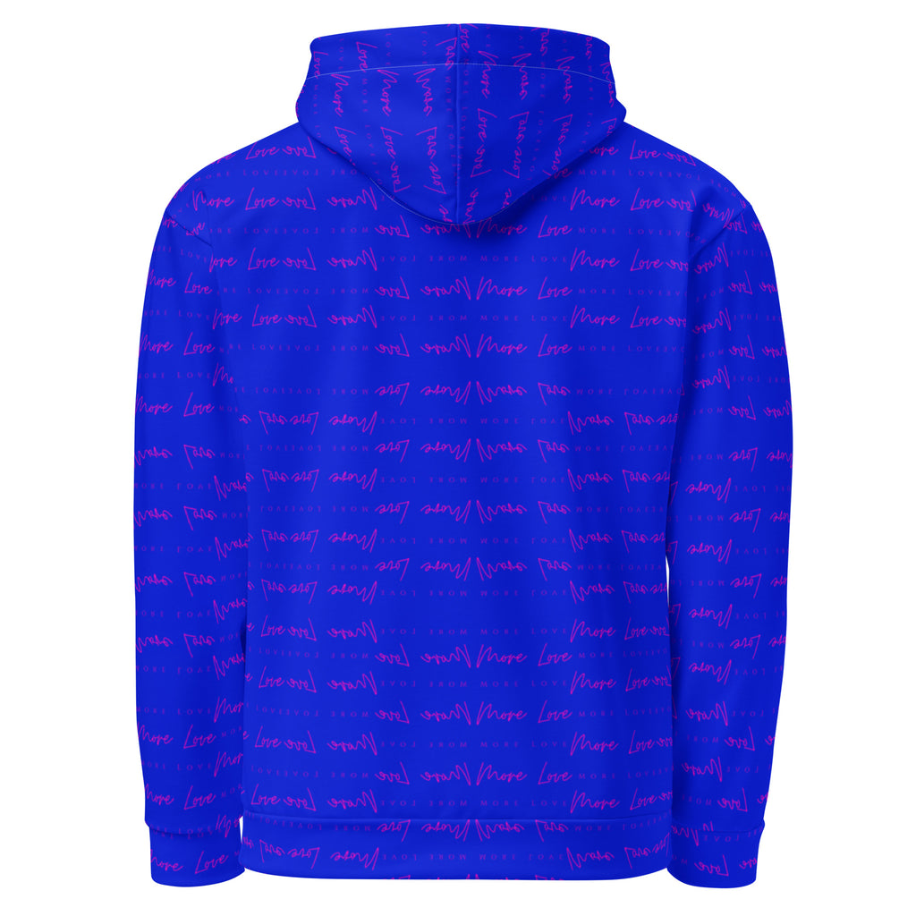 Recycled white unisex hoodie with all-over print and hood, featuring a design inspired by Electrica Picasso Mirrors by Daemon Luxury.
