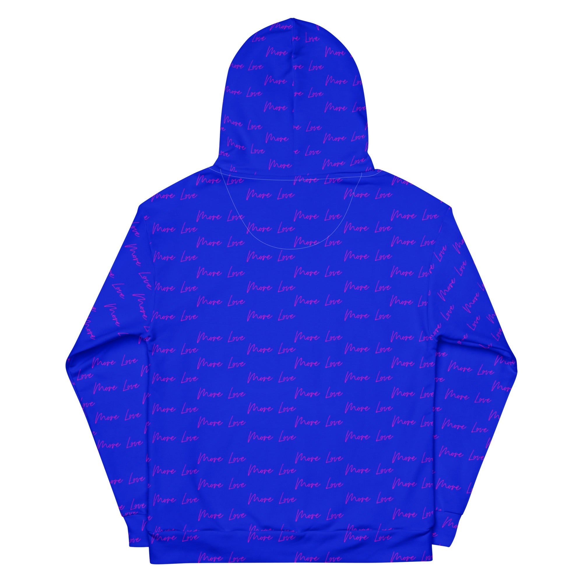 Recycled white unisex hoodie with all-over print, featuring the ELECTRICA signature move design from Daemon Luxury.