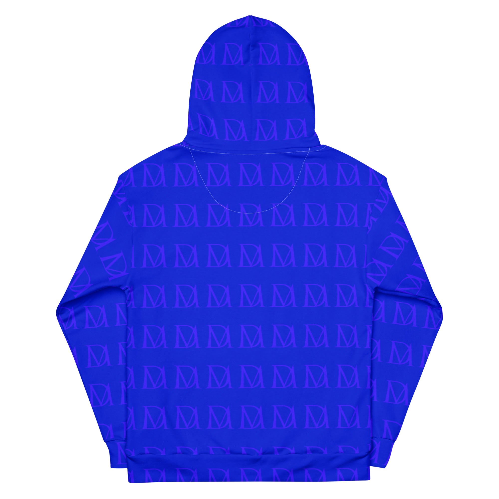 Daemon Luxury ELECTRICA unisex hoodie with all-over recycled print, white background, featuring bold electrical-inspired design.