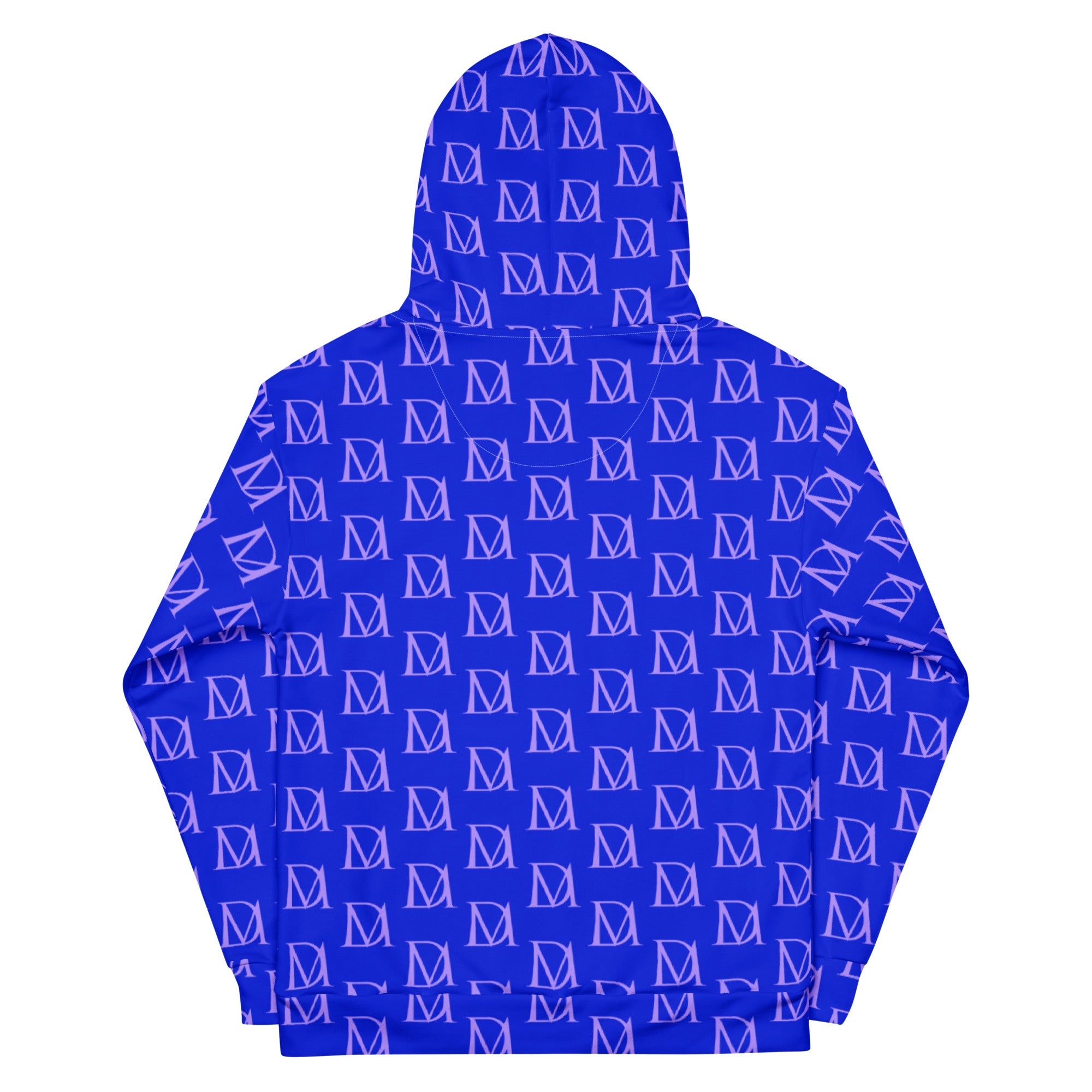 Daemon Luxury ELECTRICA Lilac Relay unisex hoodie with all-over recycled print, white background, casual and stylish.
