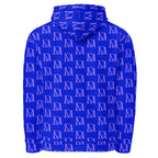 Daemon Luxury ELECTRICA Lilac Relay unisex hoodie with all-over recycled print, white background, front view showing hood and design.