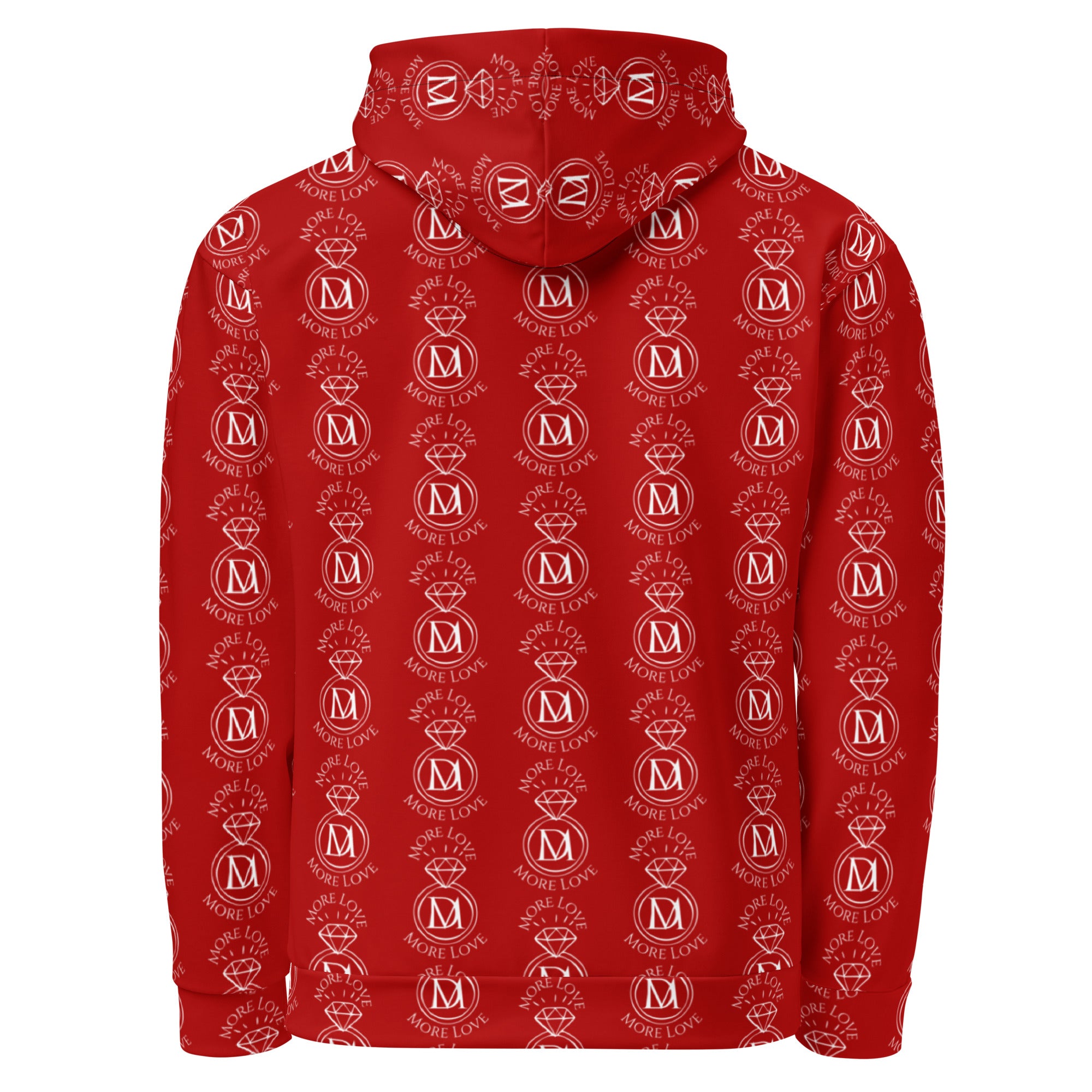 Daemon Luxury Supreme Models Initial Ringers hoodie, all-over-print white recycled unisex hoodie with bold graphic design.