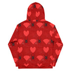 White Daemon Luxury Supreme Models hoodie with all-over print featuring foreigners luv design, unisex recycled fabric.