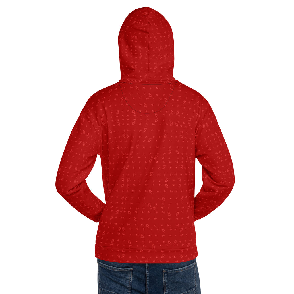 Daemon Luxury Supreme Models Picasso Mirrors unisex hoodie with all-over print, white recycled fabric, front view.
