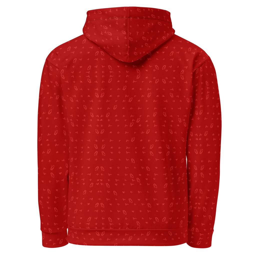 Daemon Luxury Supreme Models Picasso Mirrors unisex white hoodie with all-over recycled print and hood, front and back view.