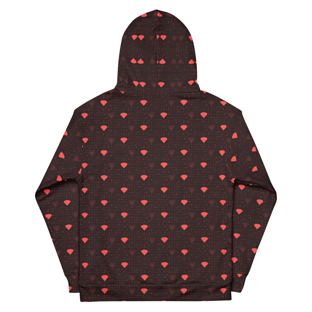 Daemon Luxury SUPREME MODELS Webbi Dainin unisex white hoodie with all-over-print recycled fabric and hooded design.