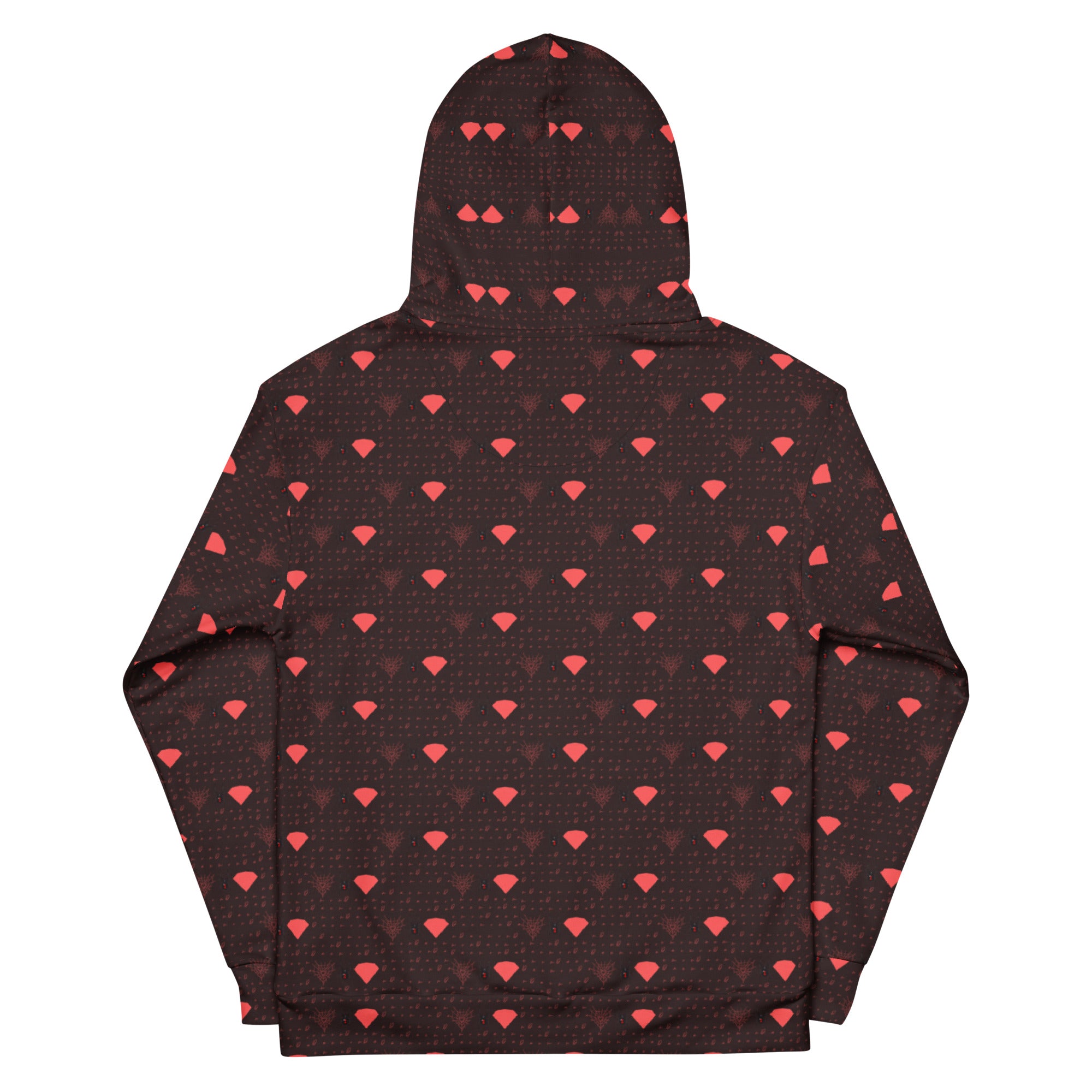Daemon Luxury SUPREME MODELS Webbi Dainin unisex white hoodie with all-over-print recycled fabric and hooded design.