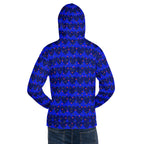 Daemon Luxury ELECTRICA Heartfelt Spree unisex hoodie with all-over recycled print, white background, front view