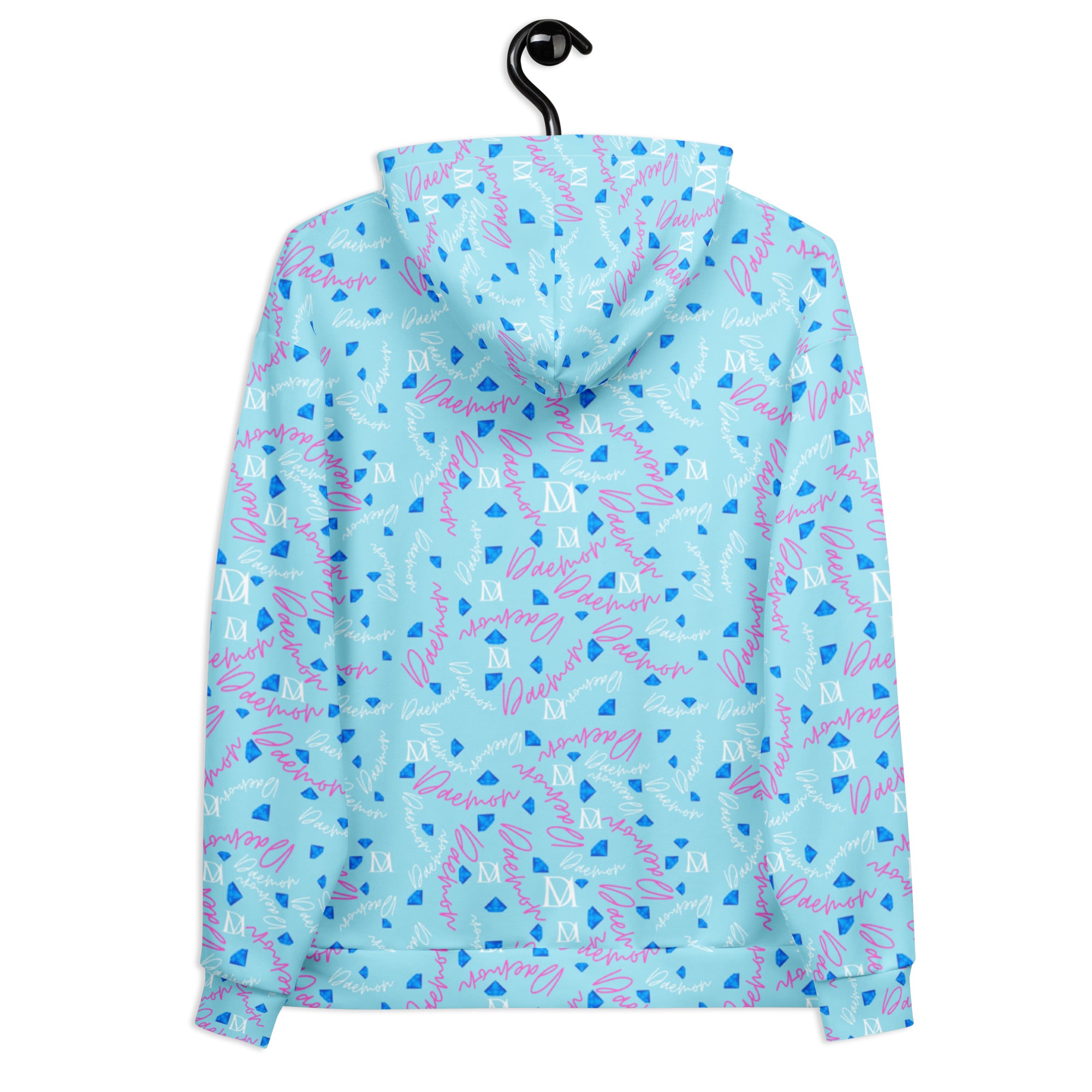 Daemon Luxury Picasso Mirrors solid lakes unisex hoodie with all-over print on white fabric, featuring artistic mirror designs.
