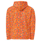 Daemon Luxury Picasso Mirros Rays Crush unisex recycled hoodie with all-over white print and hood, casual streetwear style.