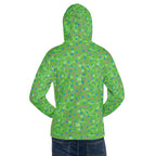 Unisex white hoodie with all-over Picasso Mirros print by Daemon Luxury, featuring a hood and casual fit.