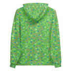 Daemon Luxury Picasso Mirros Gardena Kalifornia unisex white hoodie with vibrant all-over recycled print and hood.