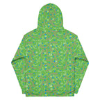 Daemon Luxury Picasso Mirros Gardena Kalifornia unisex hoodie with all-over white recycled print and hood, casual and stylish.