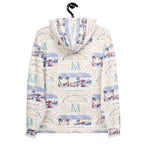 White Honeybee Intel (Forecast) Felpa Cappuccio hoodie by Daemon Luxury with all-over recycled print on the back.