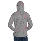 Unisex white recycled hoodie with speckled diamond pattern from Daemon Luxury's Speckled Diamonds Gloom collection.