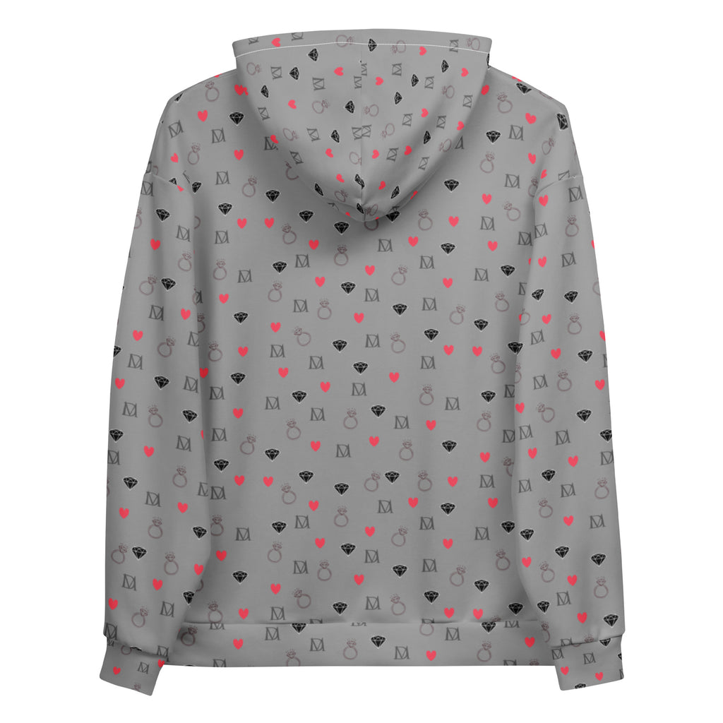 Daemon Luxury Speckled Diamonds Subtle Gloom hoodie featuring all-over print on a recycled white unisex fleece.