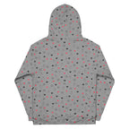 Recycled white unisex hoodie by Daemon Luxury featuring subtle speckled diamond pattern on the back.