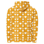 Unisex white hoodie with all-over recycled print featuring frosted diamond patterns by Daemon Luxury.