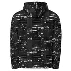 Unisex white hoodie by Daemon Luxury with all-over print, featuring a cozy hood and casual design for luxury nightwear style.