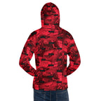 Recycled white unisex hoodie with all-over print of Twelfth Night theme by Daemon Luxury, featuring a hood and casual fit.