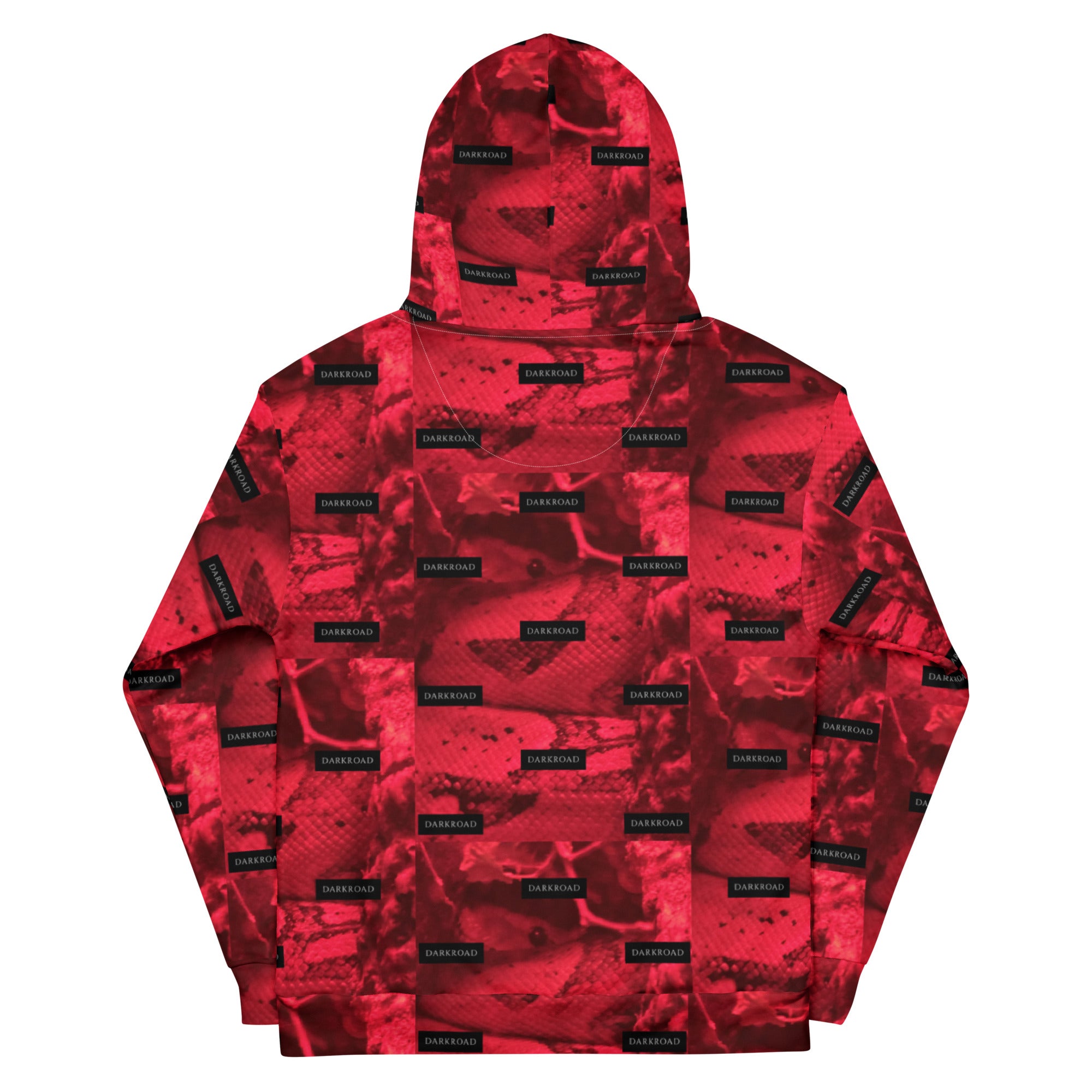 White recycled cotton unisex hoodie with Twelfth Night and Felpa Cappucio print, featuring all-over colorful design by Daemon Luxury.