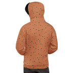 Daemon Luxury Speckled Diamonds Tarmin Dim unisex white recycled hoodie with all-over diamond print and hood, front pocket, casual style.