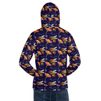 Daemon Luxury Honeybee Shores Gardena Oceanic unisex white recycled hoodie with all-over ocean-inspired print and hood