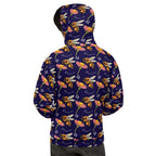 Daemon Luxury Honeybee Shores Gardena Oceanic unisex hoodie with all-over oceanic print on white fabric.