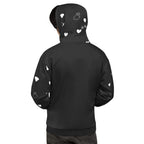 Daemon Luxury Florette Rebirth honeybee less recycled unisex hoodie with all-over print on white fabric, back view.
