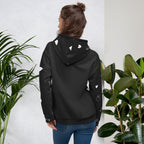 Rebirth honeybee less unisex hoodie by Daemon Luxury with all-over print on white recycled fabric, front view.