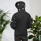 White Daemon Luxury Florette Rebirth unisex hoodie with all-over honeybee print and recycled fabric, front and back view