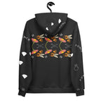 Unisex white Daemon Luxury Florette Rebirth hoodie with all-over honeybee mirror print on the back.
