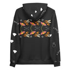 Rebirth Felpa Cappucio hoodie by Daemon Luxury featuring all-over honeybee mirror print on white recycled fabric.