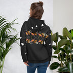 Rebirth Honeybee Mirrors all-over-print recycled unisex hoodie with white background and hood by Daemon Luxury.