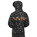 Daemon Luxury Florette Rebirth Honeybee Bliss unisex hoodie with all-over print on white recycled fabric, back view