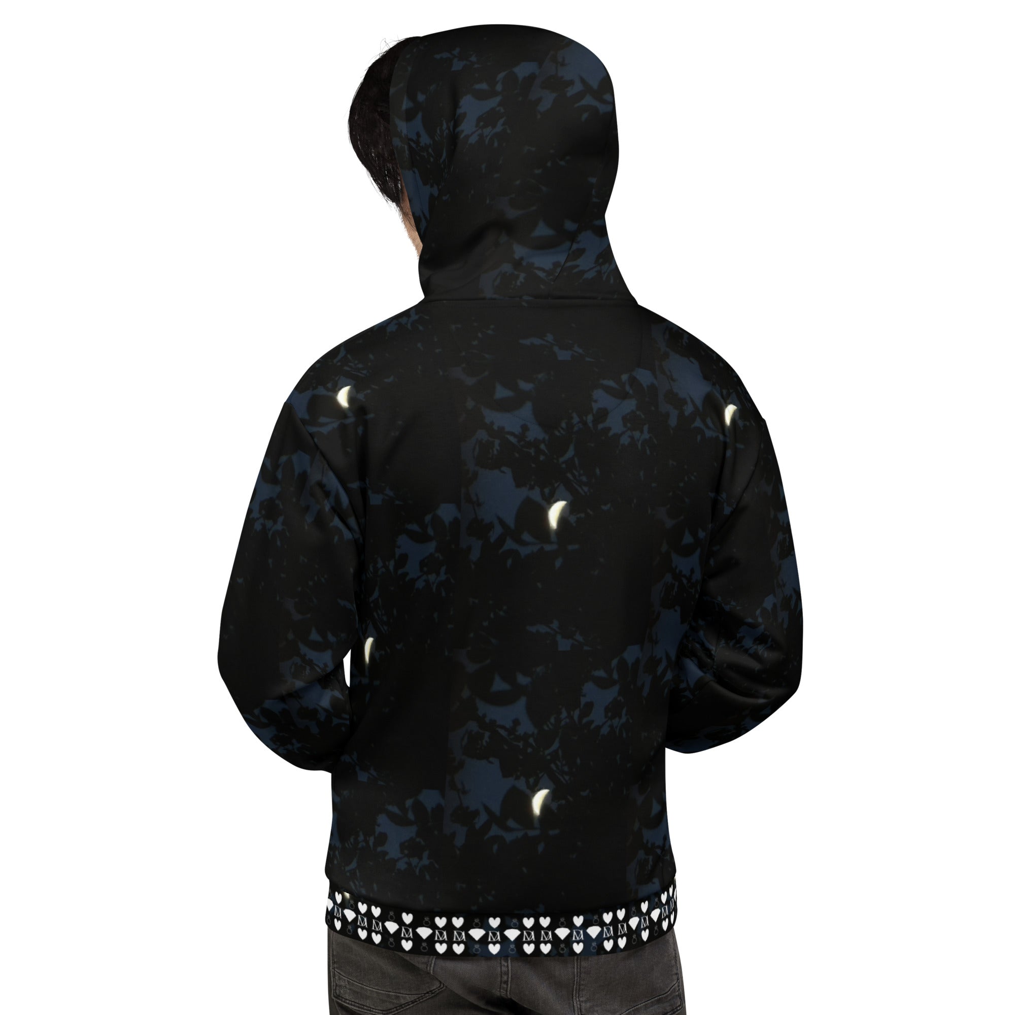 White Daemon Luxury Nightcrawler Coordinate hoodie with all-over print, featuring a unisex recycled fabric design and hood.