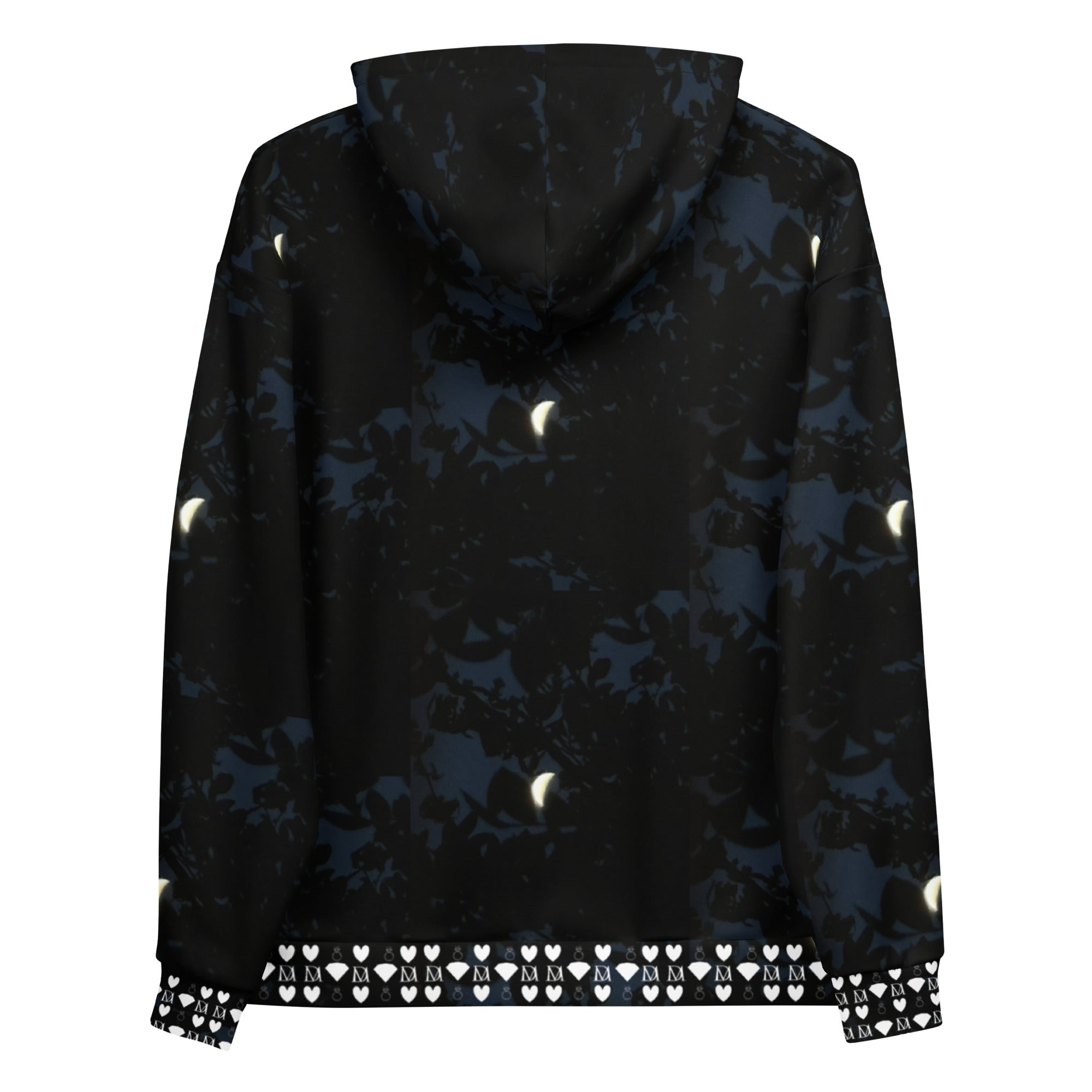 Recycled white unisex hoodie with all-over Nightcrawler Coordinate (Secret Phase) print by Daemon Luxury.
