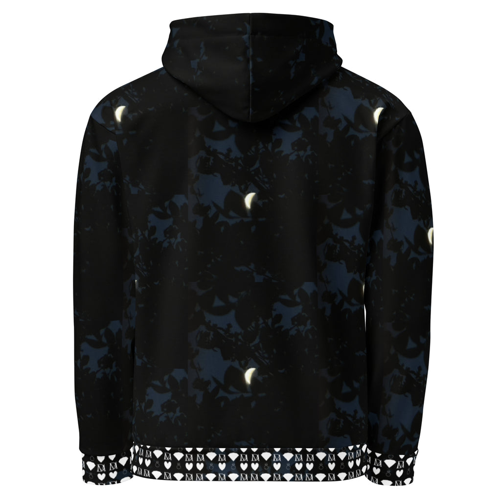 Unisex white Daemon Luxury Nightcrawler Coordinate hoodie with all-over printed design and hood, made from recycled fabric.