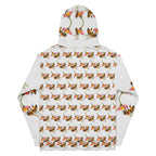 Daemon Luxury Honeybee Shores Valley Coast unisex recycled hoodie with all-over print, white back design.